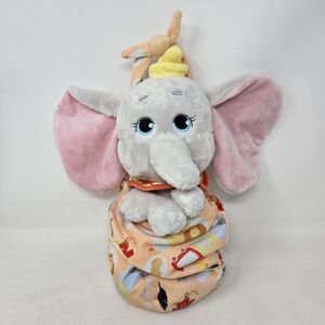 Disney Parks Babies Dumbo Stuffed Plush Animal Baby Elephant with Blanket Pouch